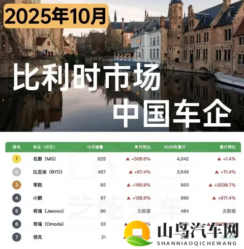 欧洲车市  比利时2025年10月：中国车企1620台-3