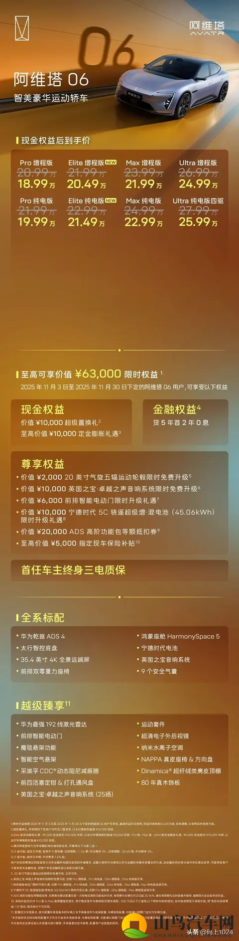 2049万起！阿维塔06 Elite上市：激光雷达+鸿蒙座舱，续航650km-3