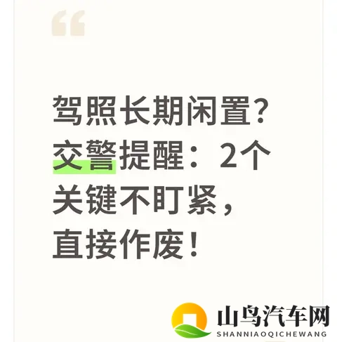 驾照长期闲置？交警提醒：2个关键不盯紧，直接作废！-1