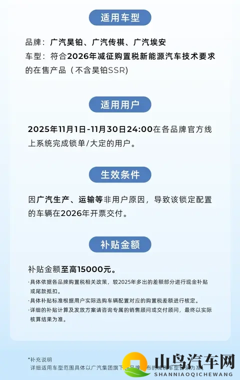 广汽公布跨年购置税补贴方案，涉及三大自主品牌-1