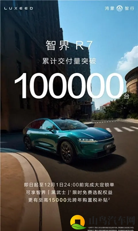 鸿蒙智行：智界R7累计交付量破10万台-1
