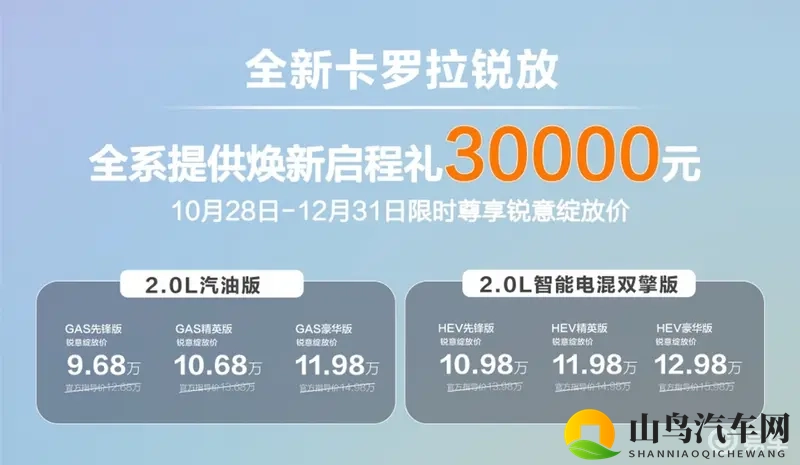 全新卡罗拉锐放上市,双动力六款配置,限时9.68万元起-1