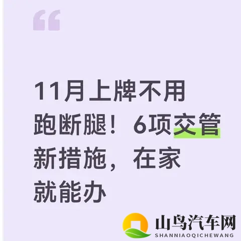 11月上牌不用跑断腿！6项交管新措施，在家就能办-1