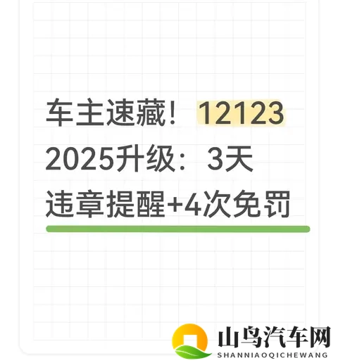 车主速藏!12123 2025升级:3天违章提醒+4次免罚-1
