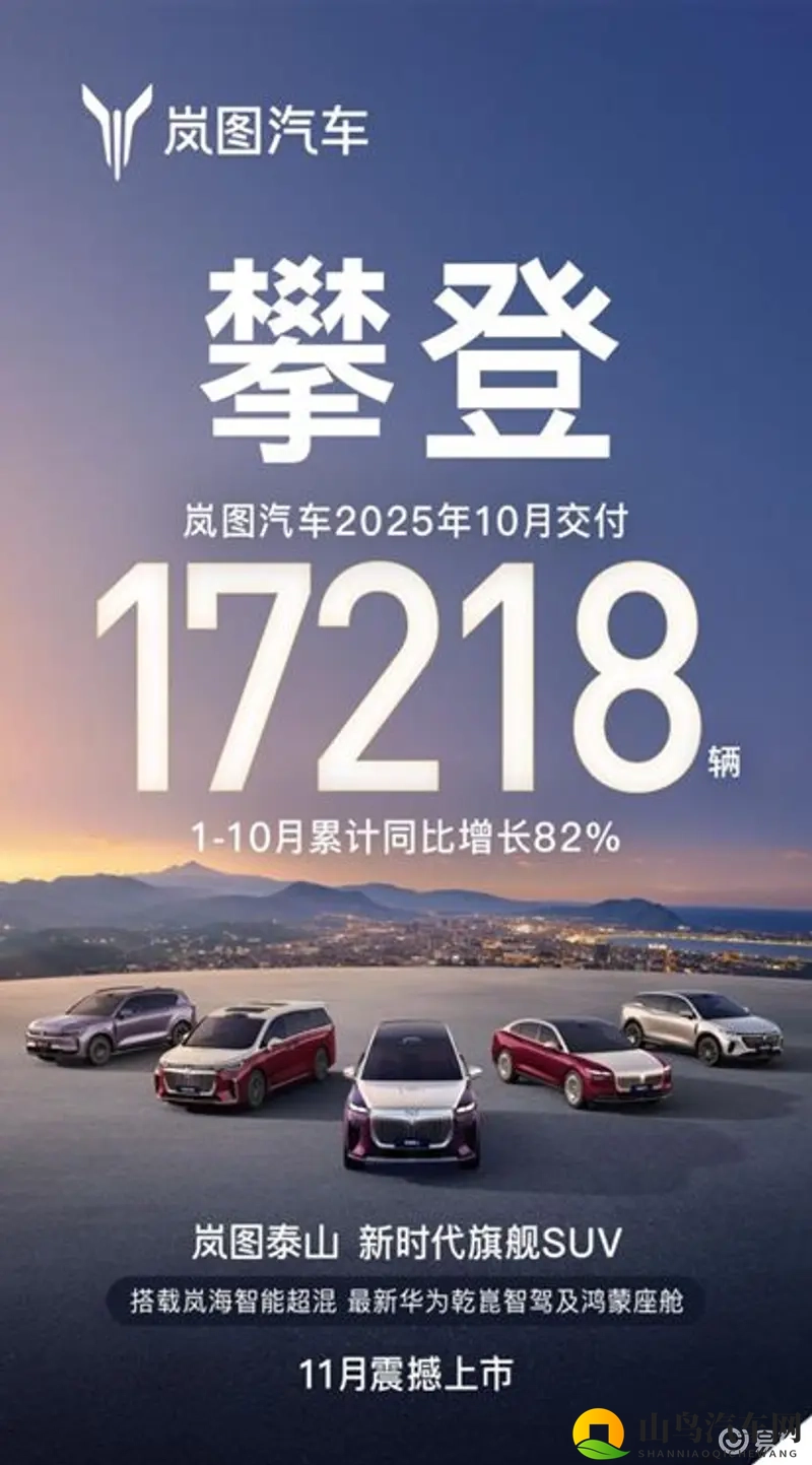 岚图10月交付17218辆 岚图泰山、追光L双旗舰引期待-1