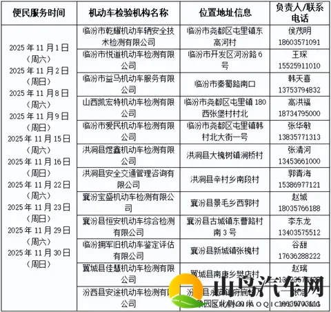 临汾车管发布关于在节假日开展机动车检验便民服务的通告-1