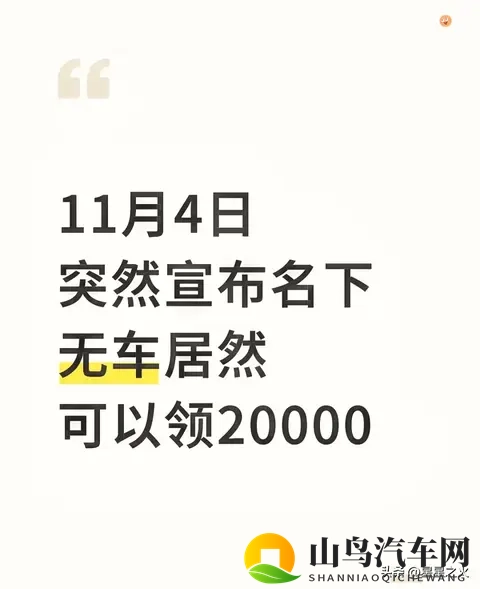 11月4日突然宣布名下无车居然可以领20000-1