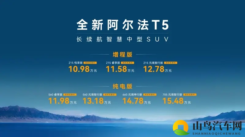 左揽元境智行右享神擎增程全新阿尔法T5上市10.98万起-1