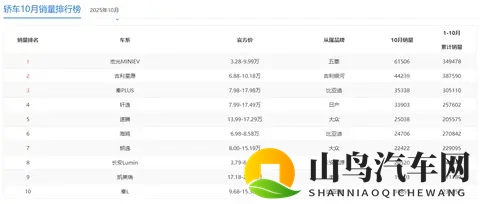 10月轿车销量解读:小、微型车名列前茅,燃油车表现抢眼-3