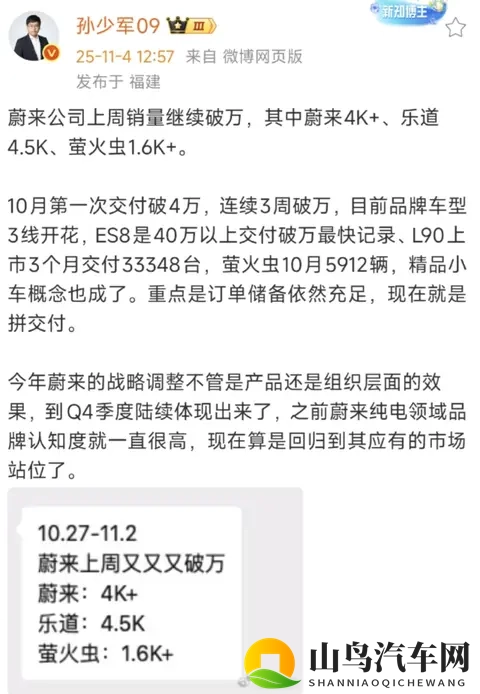 连续三周周销破万,蔚来销量揭示大三排SUV市场纯电已登基-2