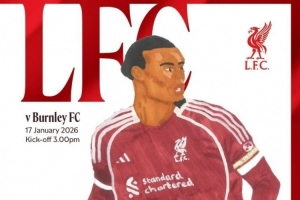 画的真好！13岁球迷设计利物浦vs伯恩利场刊封面，赢得两张贵宾票